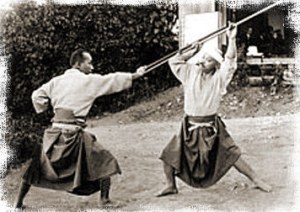 Takamatsu Sensei showing Bo (long-stick) techniques.